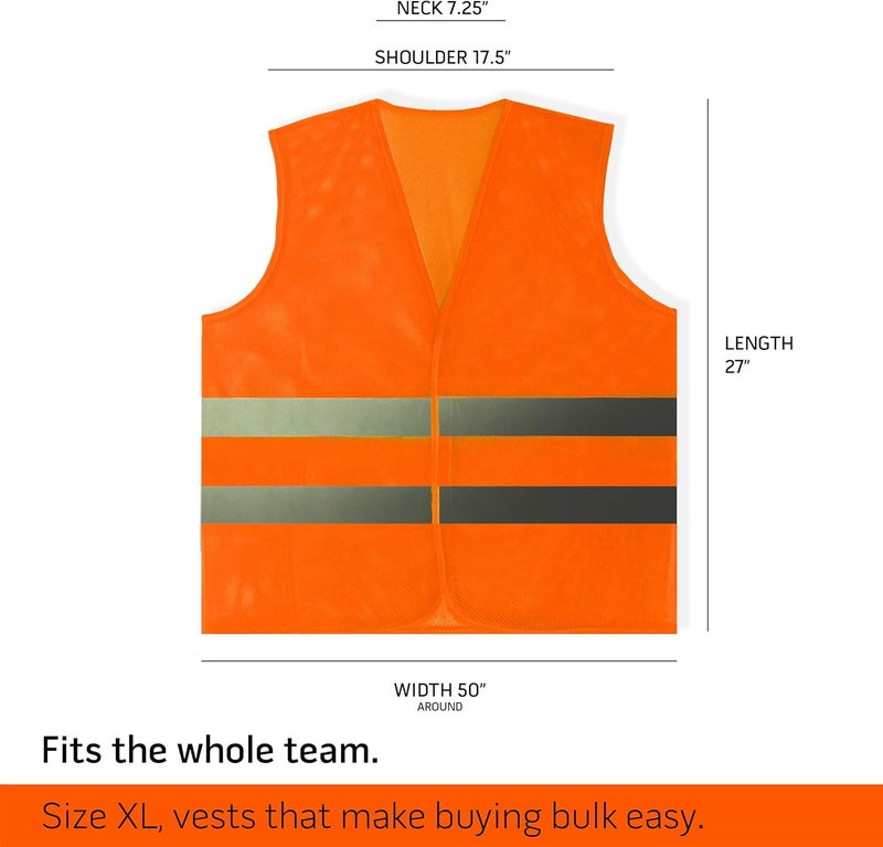 PeerBasics Safety Vests 12 Pack - Orange Reflective High Visibility, Hi Vis Silver Strip, Men Women, Work, Cycling, Runner, Surveyor, Volunteer, Crossing Guard, Road, Construction, Neon - Image 5